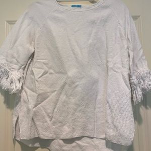 Jmclaughlin white fringe sleeve sweater